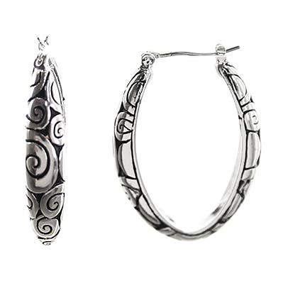 0011 PREMIERE - Venta al por mayor Pendientes de aro - Aros de aro de metal con patrón de filigrana en espiral FR24310