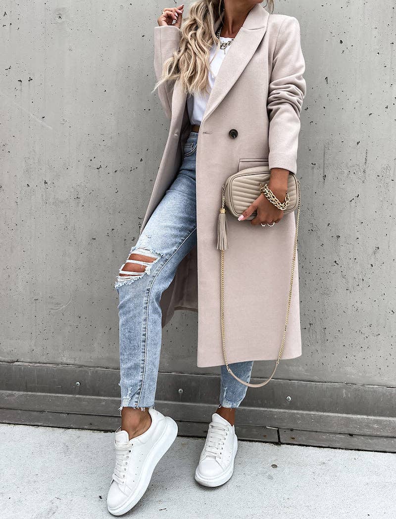 safistyle - Wholesale Coat - Women's - Double-Breasted Longline Coat13