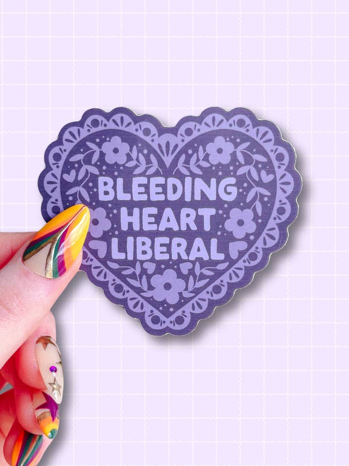 Bleeding Heart Liberal Heart Sticker for wholesale by Scarlet’s Freckles