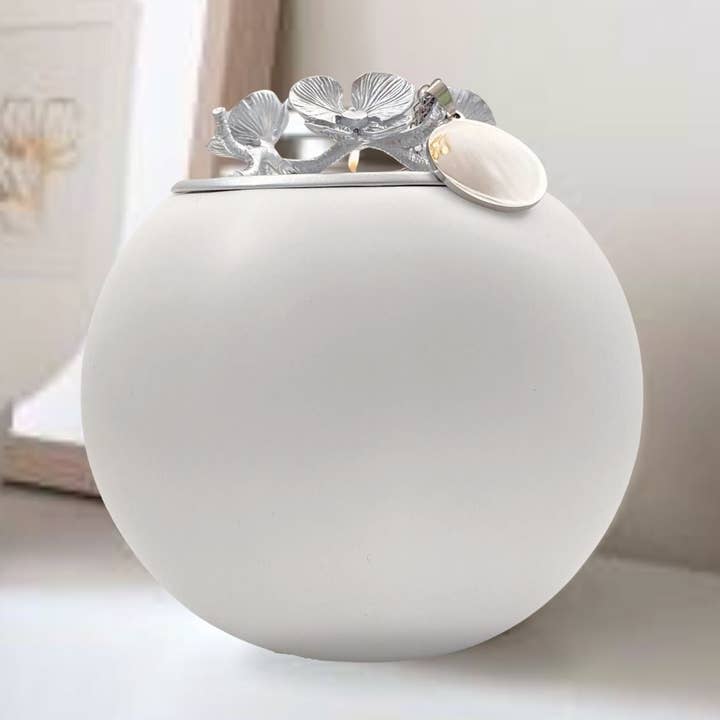 Orchidee urn voor honden- en huisdieraschen - Handgemaakt - Wit zilver voor wholesale door G'Night Fetcher