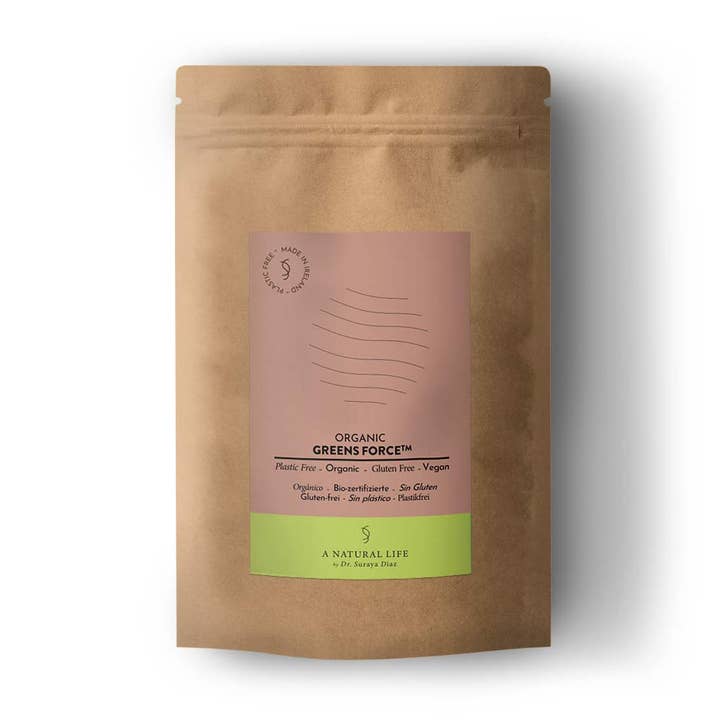 Organic Greens Force™ par Dr Diaz - Mélange bio certifié de jeunes pousses et super-algues pour la vente par A Natural Life by Dr. Suraya Diaz
