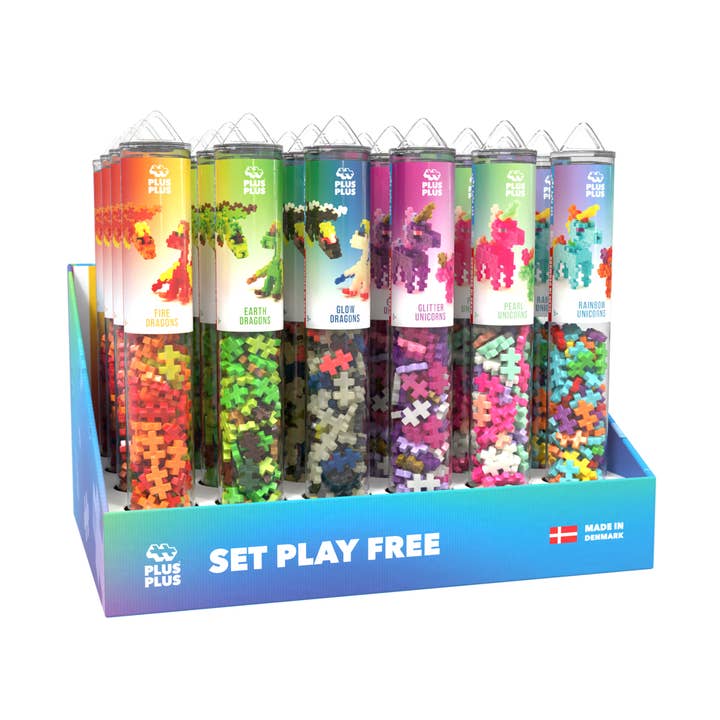 Display 24 Tubes 100 Pcs - "Dragons & Licornes" - PLUS PLUS pour la vente par Kontiki