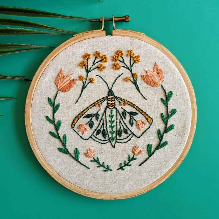Moth Embroidery DIY Kit for wholesale by Nabeela Rumi