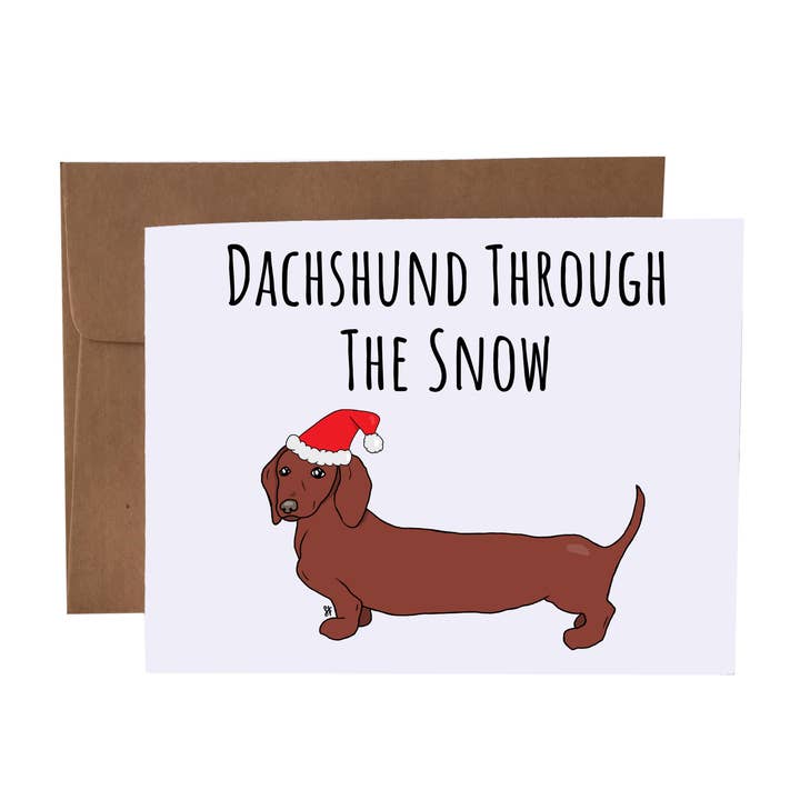 Daschund Through The Neve | Cartão de Saudação Dog de Natal por atacado de SKP ink