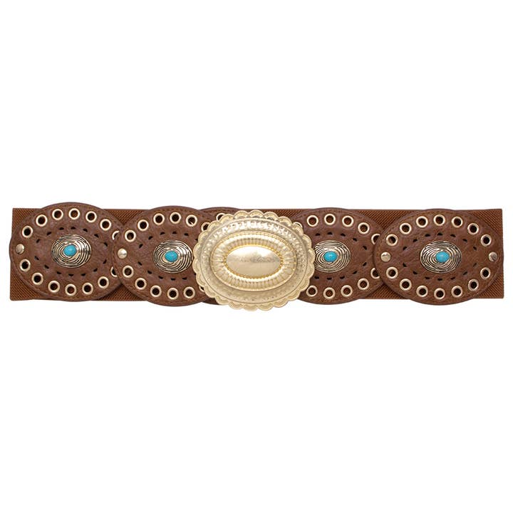 Oblige by G - Wholesale Belt - Women's - Turquoise Concho Western Belt
BT-2643