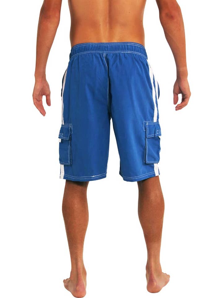 Eastern Off Price - Wholesale Swim Shorts - Men's - Norty Men Big Sizes 2X-5X Cargo Swim Suit Trunks 39966 Royal
