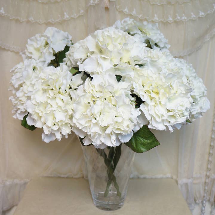 Sweet Home Deco - Wholesale Artificial flowers - 18" Super Soft Silk Hydrangea Artificial Flower Bush White2