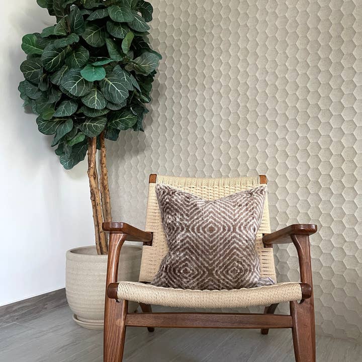 Mila∞Miro by Emelie - Vente Coussin décoratif - Coussin Ikat en Velours Beige Zèbre | Taie d'Oreiller Ikat en Velours6