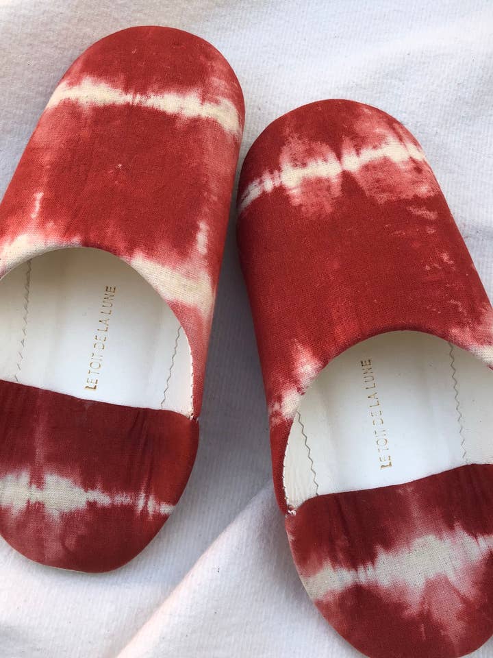 Bomuld og læder babouches TEVA for engroshandel hos le toit de la lune