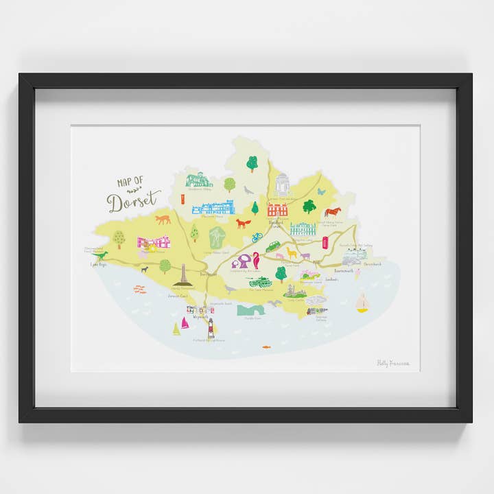 Kort over Dorset - A4 Print for engroshandel hos Holly Francesca