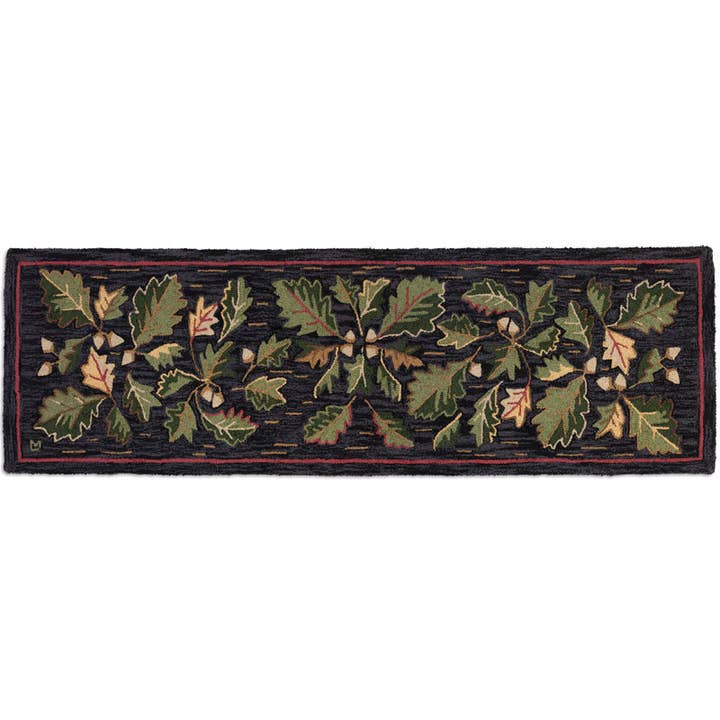 Acorns & Leaves 30x96 hooked wool accent runner home decor for wholesale by Chandler 4 Corners