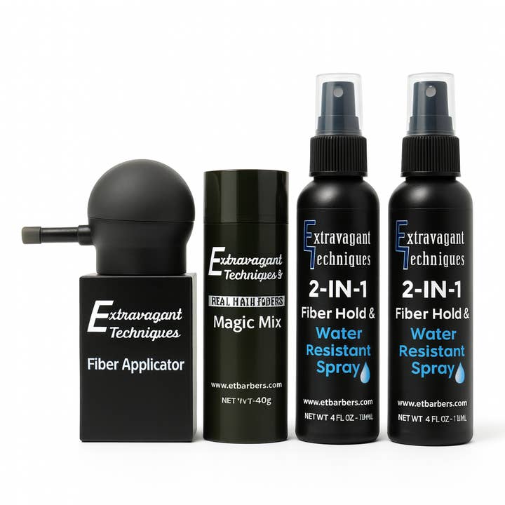 Extravagant Techniques Hairline Master Kit | 40g Fibers + Pump + 2-in-1 Spray | Complete Barber Hair Enhancement System for wholesale by Extravagant Techniques