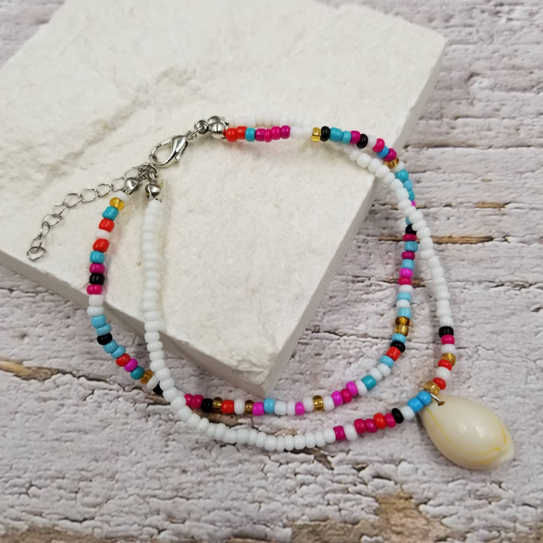 Treasure Wholesale - Wholesale Anklet - Rainbow Tiny Bead Beach Shell Anklet4