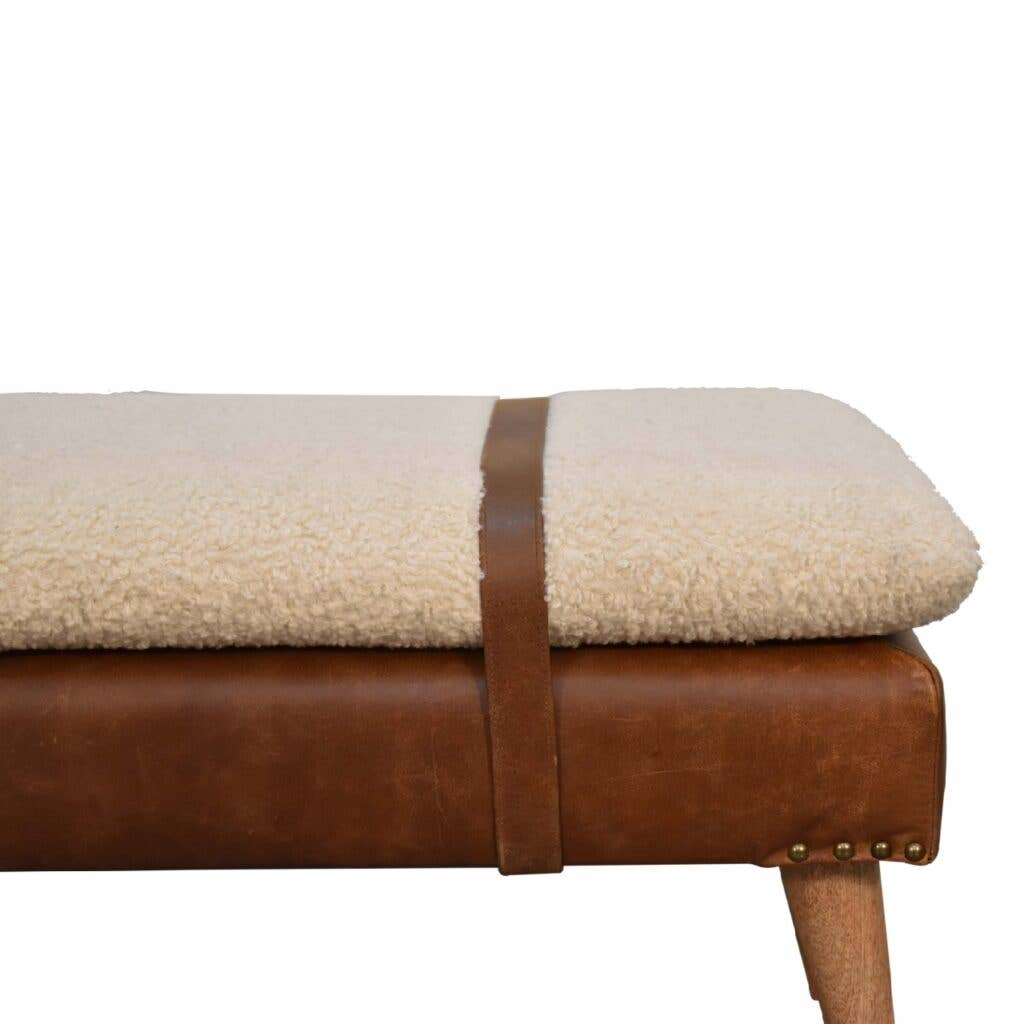 Artisan Furniture - Wholesale Bench - Boucle x Buffalo Hide Leather Bench4