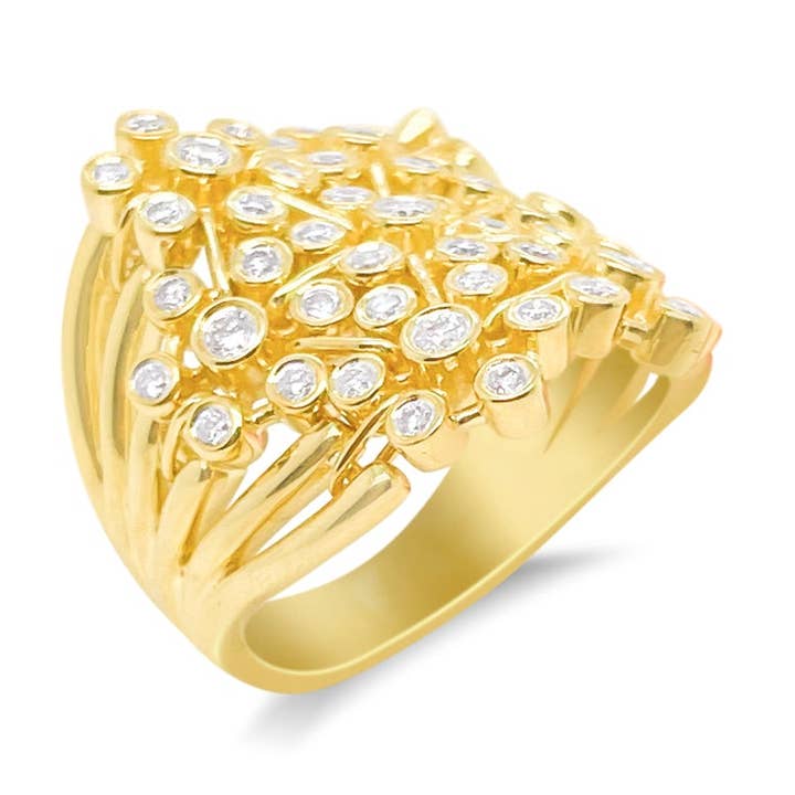 14kt Geelgouden Zilveren Diamanten Ring voor wholesale door Meira T