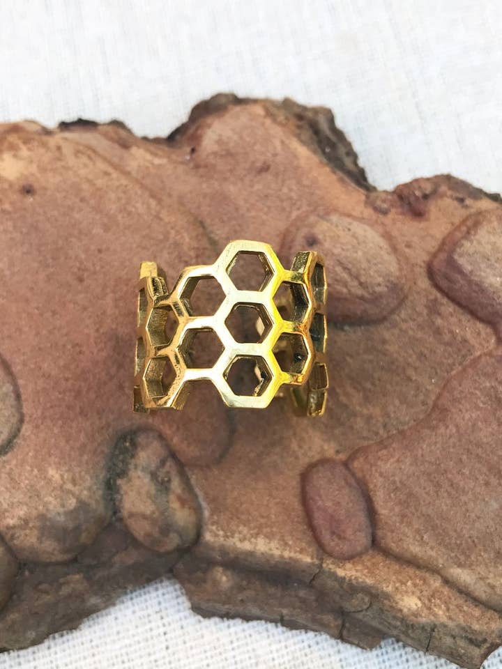 Honeycomb justerbar messing Ring for engroshandel hos ZEBA