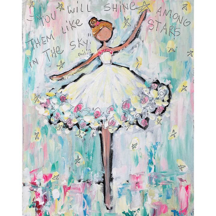 Ballerina and Stars Print for wholesale by Tricia Robinson Art