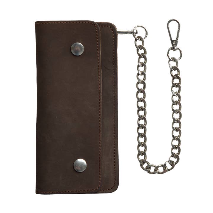 LARGE TRUCKER - Vegetable Tanned Leather Wallet Dark Brown for wholesale on Faire0