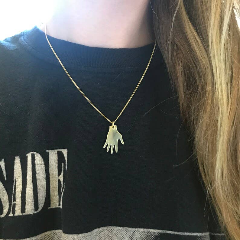 Butter Brass by Vittrock - Wholesale Pendant/Charm Necklace - Hand Palm Pendant Necklace on  18" or 24"  Chain1