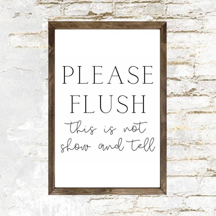 Please Flush Badeværelsesindrammet skilt for engroshandel hos Buckeye Craft Co.