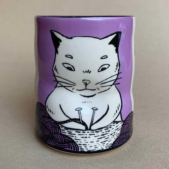 Lucky Cat Knitting Cup - Large for wholesale by The Bowl Maker