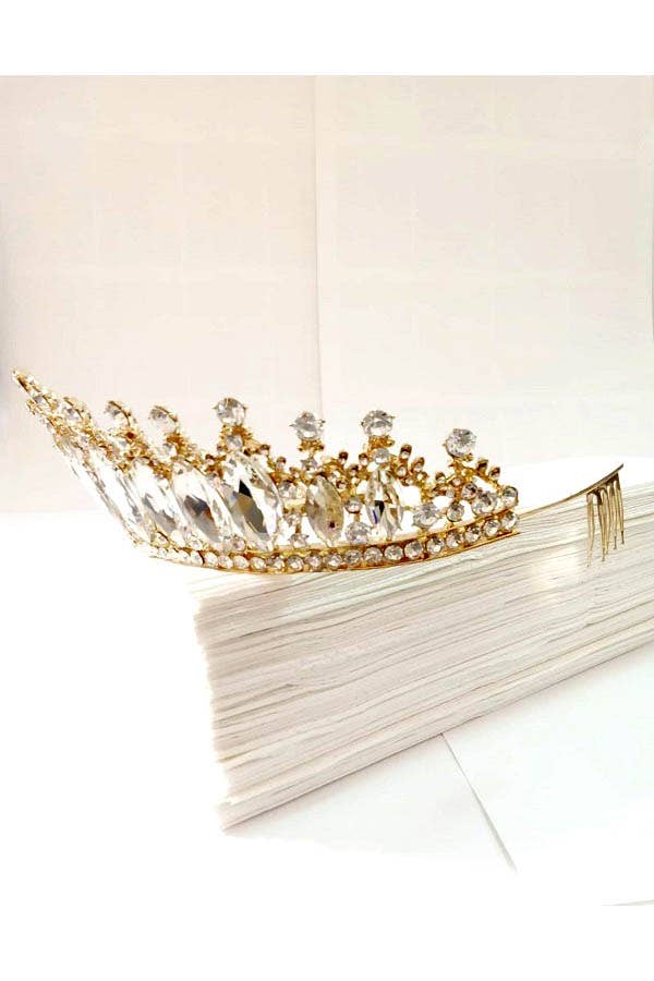 Chicas - Wholesale Tiara - Women's - One Size Fits All Metal Tiara With Jewels HT912-10