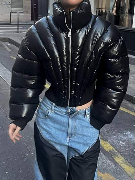 cropped long sleeve puffer jacket for wholesale by Flarix