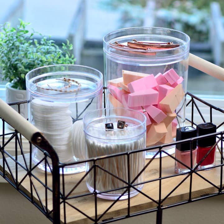 Youngever - Wholesale Apothecary jar - Youngever 3Pack Clear Plastic Apothecary Jars 60OZ 30OZ 15OZ2