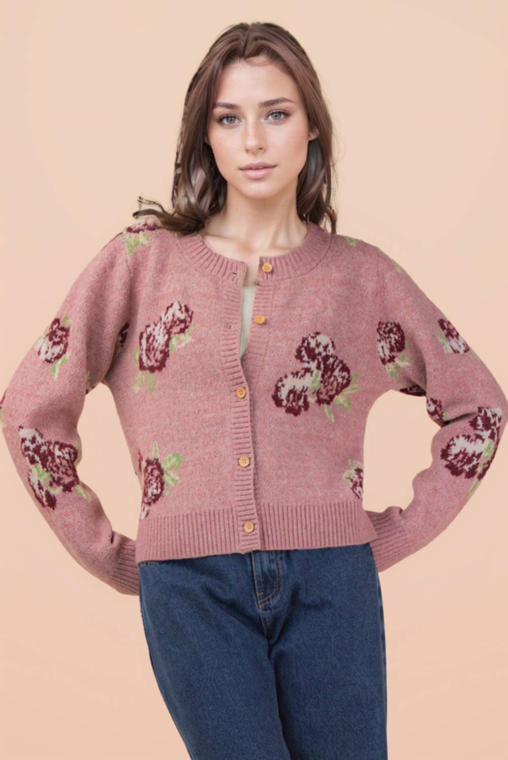 VERY J - Wholesale Cardigan - Women's - 12W3475N-Print & Solid Soft Knit Sweater Cardigan26