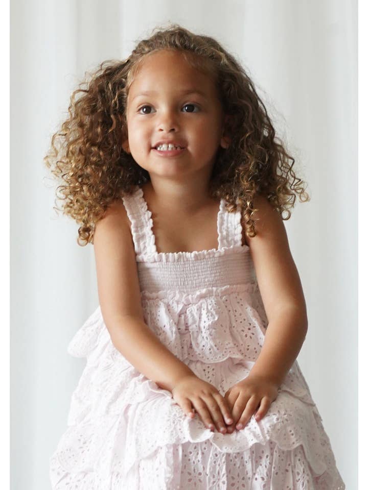 Lepela - Wholesale Dress - Kids - Amélie | Muslin Cotton Anglaise Dress | Seashell6