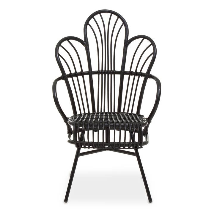 Java Black Rattan Scalloped Back Chair for wholesale by Fifty Five South