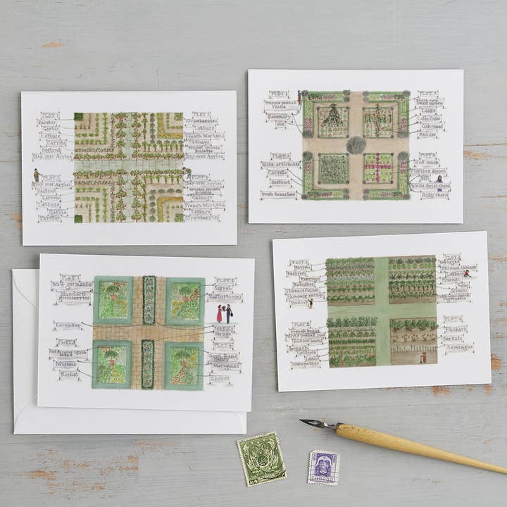 'Garden Plots' Postcard Set for wholesale by Gabrielle Solly Illustration