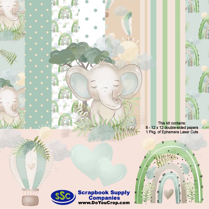 Baby Elephants Collection 12 x 12 Scrapbook Paper Pack & Embellishment Kit - 3 Kits for wholesale by SSC Wholesale