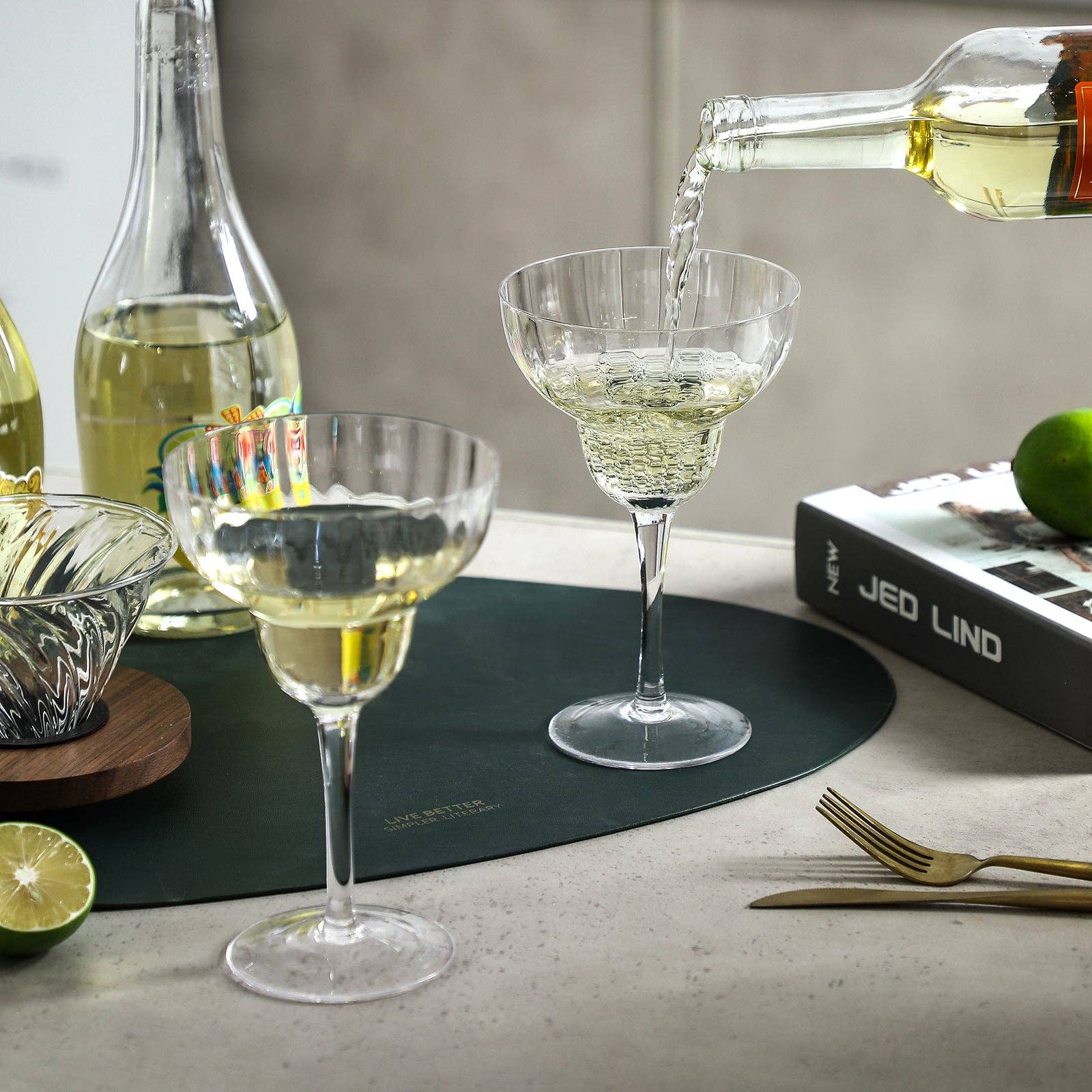 Everest Global - Wholesale Cocktail/Liquor Glass - Ribbed Optic Margarita Glasses set of 44