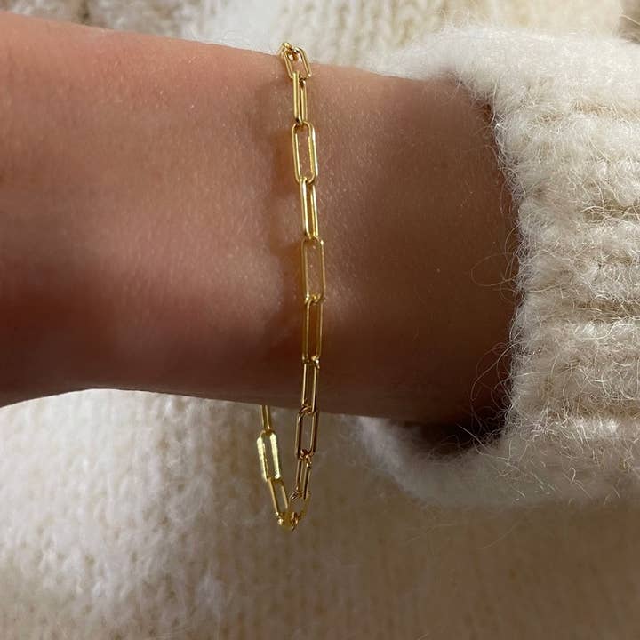 Pulseira de corrente de clipe de papel dourado por atacado de Sarah Taylor Designs