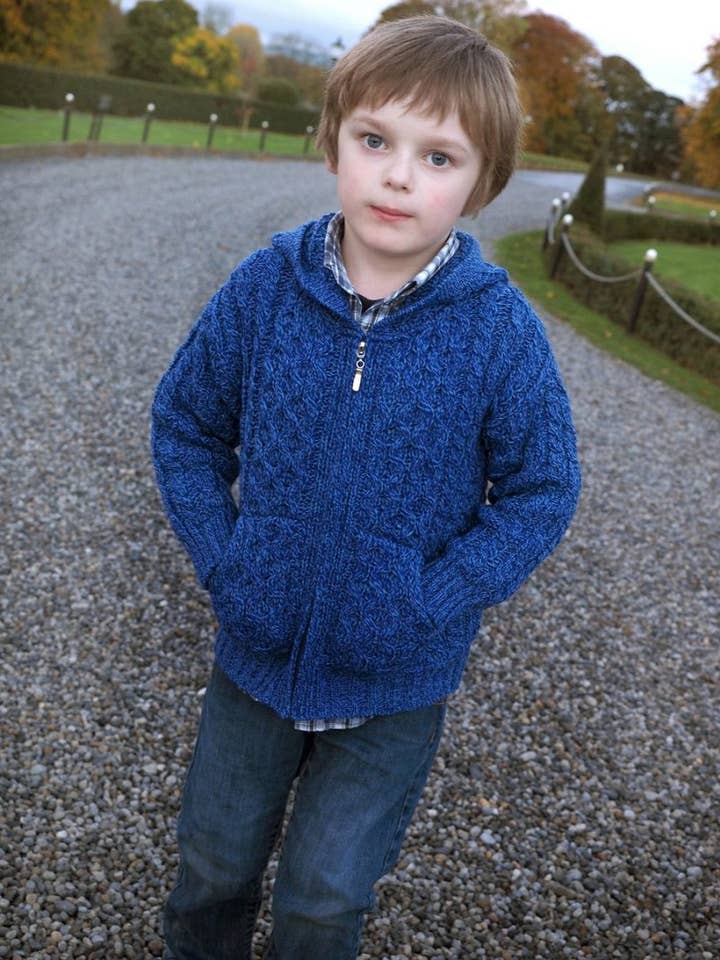 Aran Crafts - Wholesale Cardigan - Kids - Childs Hooded Cardigan HD4039