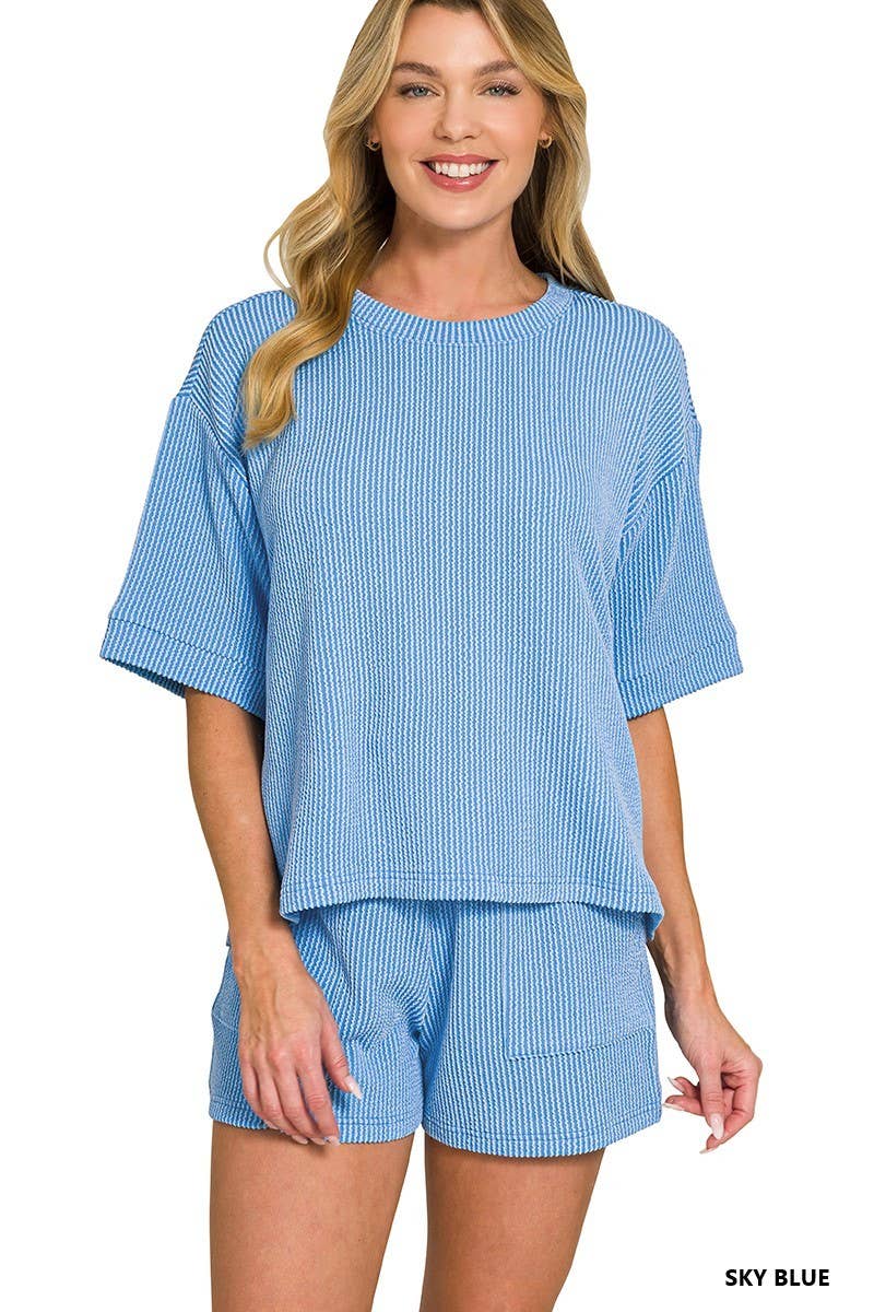 Vanilla Monkey - Vente Ensemble haut et pantalon (PAS d'intérieur) - Femme - Ensemble T-shirt à manches courtes en velours côtelé et short31