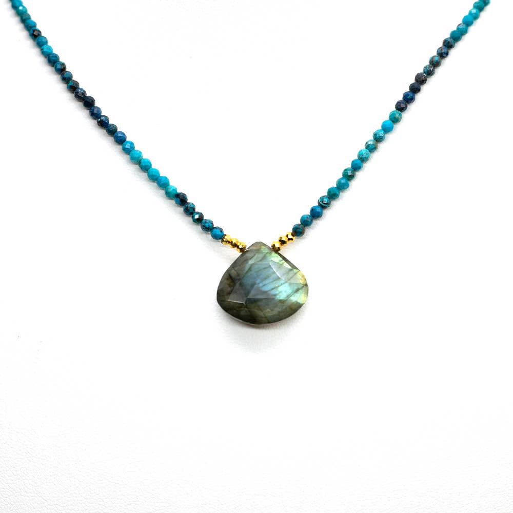 Susan Roberts Jewelry - Wholesale Pendant/Charm Necklace - Labradorite & Chrysocolla Heart Pendant Necklace1
