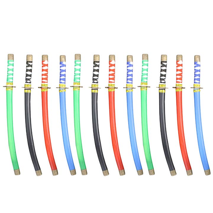Assorted Color Ninja Sword 24" (Dozen) for wholesale by Plush Appeal LLC