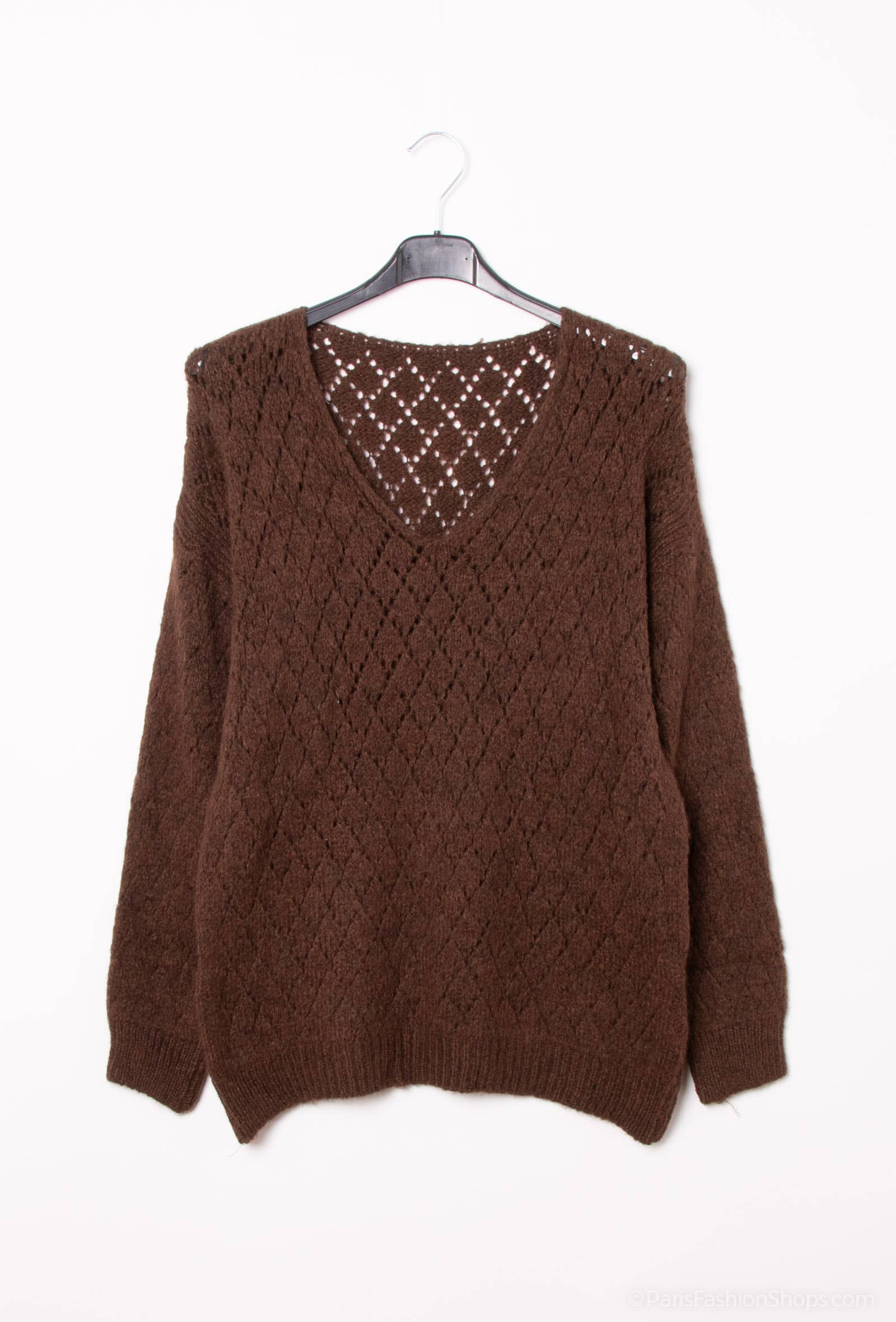 Pépouz' Paris - Vente Pull en maille – femme - Pull en mohair ajourée motif losange PP250510