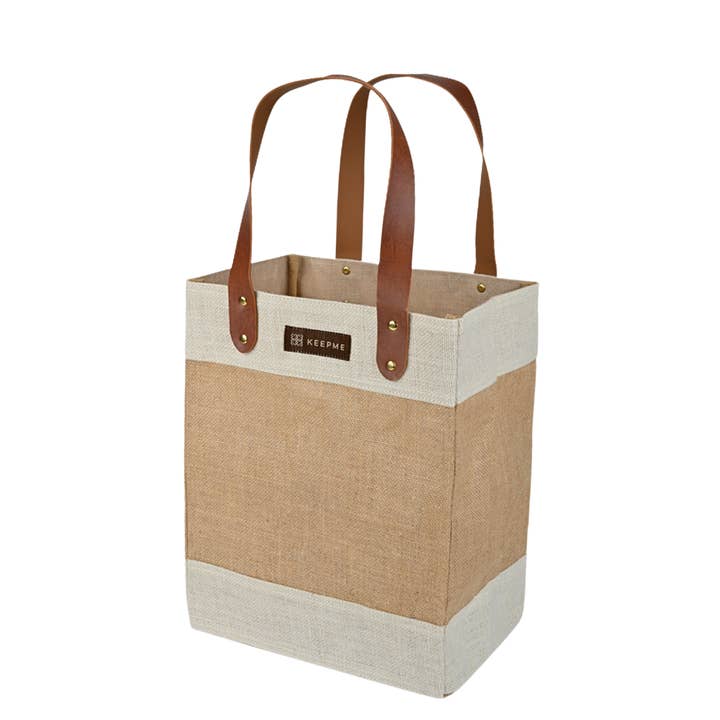 Out of the Woods® by KeepCool Bags - Wholesale Wine Tote - Jute 2-in-1 Convertible Beverage Tote - SMALL CASE PACKS