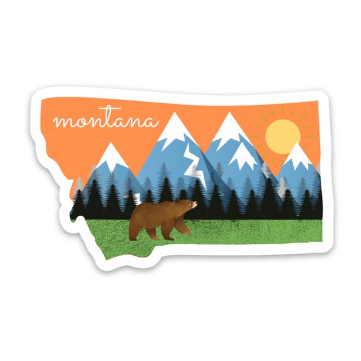 grote lucht Montana sticker voor laptop, bergsticker voor waterfles, Montana cadeaus, outdoor cadeaus voor mannen, RV stickers, Billings MT voor wholesale door Sagie May Design Co