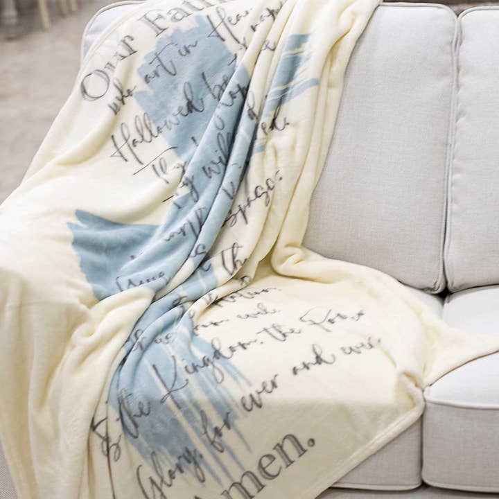 The Royal Standard - Wholesale Throw Blanket - Lord's Prayer Throw Soft White/Ice/Gray 50x60