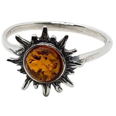 Sun Cognac Amber Sterling Silver Ring för wholesale av Amberman