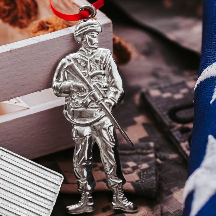 House of Morgan Pewter - Wholesale Ornament - Military Gifts - American Flag - Solider - Anchor - Ornament