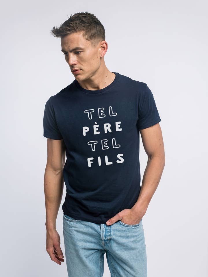 MEN'S NAVY T-SHIRT LIKE FATHER LIKE SON 2 MPT for wholesale by Le Roi du T-shirt