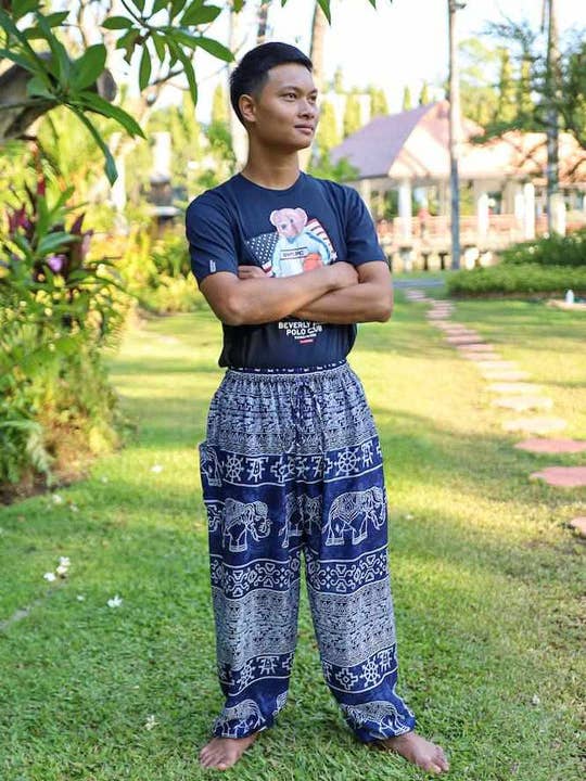 Studio 12 Collective (previously Ethnic Lanna) - Vente Pantalon – homme - Pantalon fluide Boho pour hommes - Imprimé éléphant6