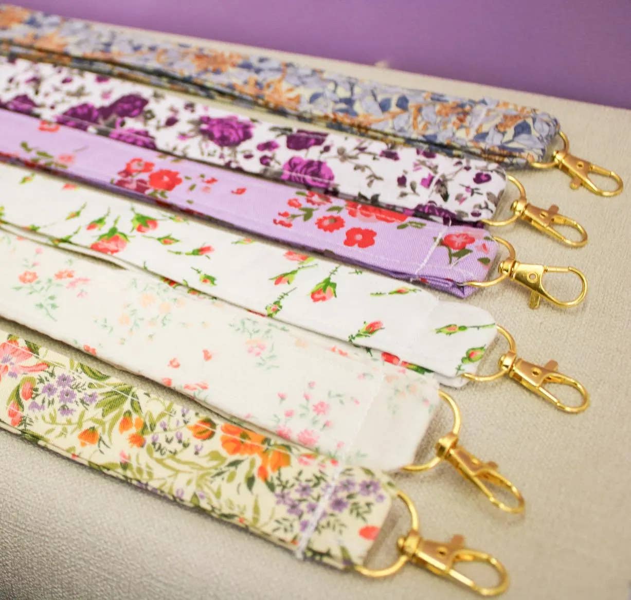 Wildestdreams.flowers – wholesale Lanyard – Women’s – Handmade Fabric Lanyard Wristlet Boho Key Fob Gold Clasp