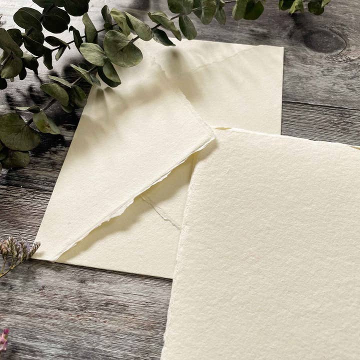 The Natural Paper Company – wholesale Målningspapper – Elfenbensfärgat handgjort papper | Förpackning med 5 | Återvunnet bomullspapper3