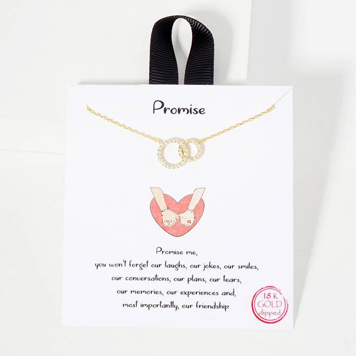 PROMISE DAINTY INTERLOCKING CIRCLE CUBIC ZIRCONIA ACCENT NEC for wholesale by SOPHIA WHOLESALE